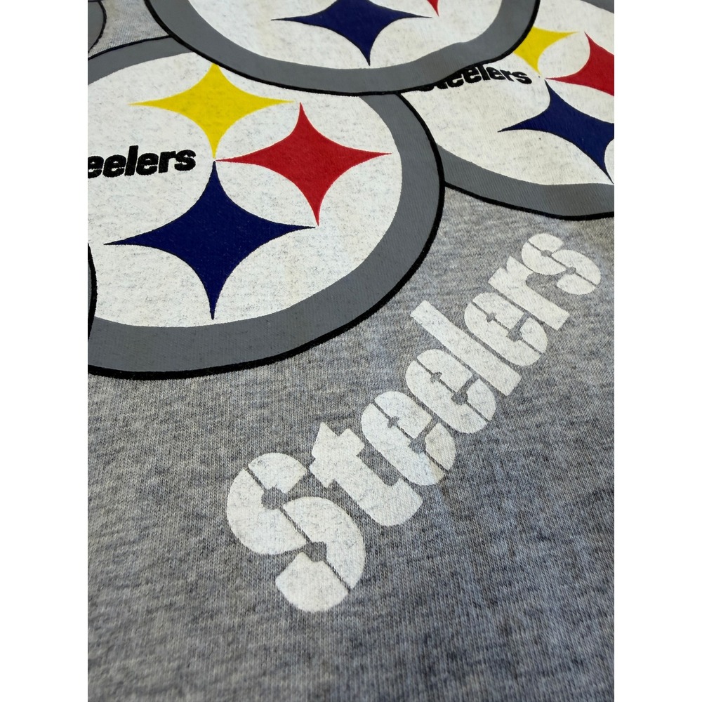 Pittsburgh Steelers Top Womens XL Grey Excellent V-Neck Long Sleeve 100% Cotton
